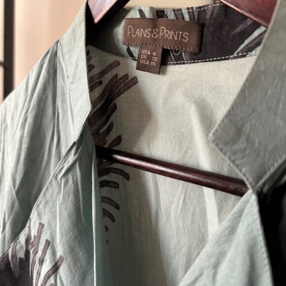 Plains and Prints Tropical Khaki Structured Dress, Size S - Picture 3 of 3